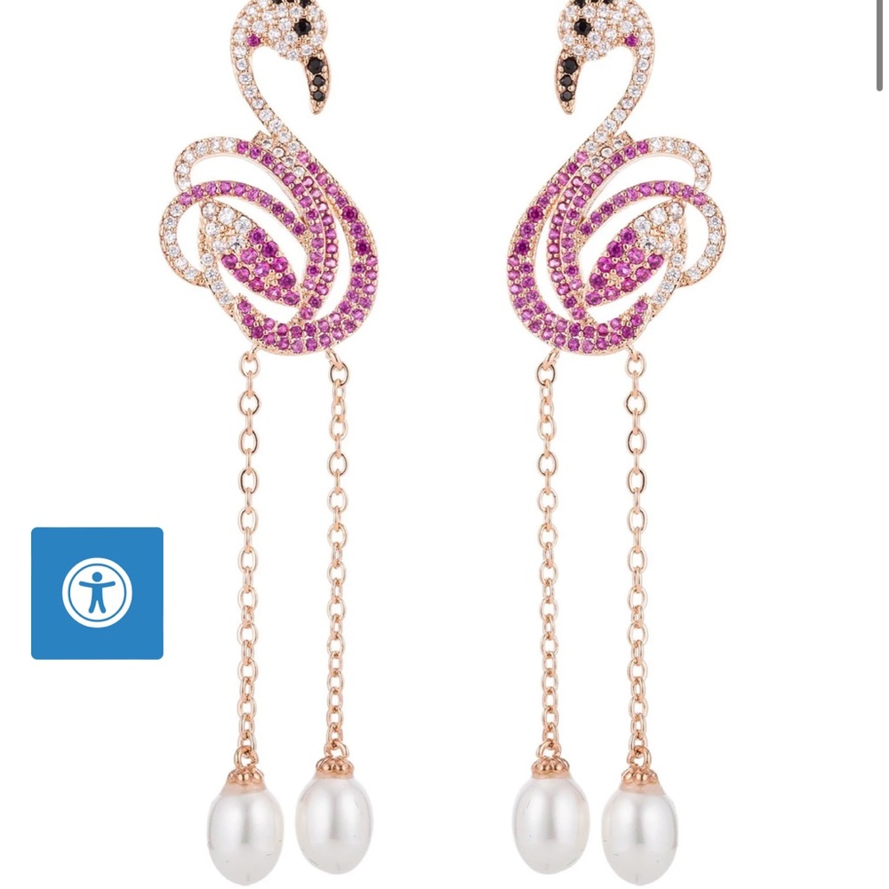 Eyecandyla flamingo earrings 18K gold new